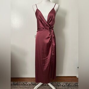 ASTR the Label Dusty Rose Mauve Satin Twist Front Slip Dress Size Small